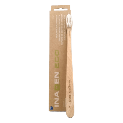 Inaden Eco Wooden Toothbrush Soft Μαλακή Ξύλινη Οδοντόβουρτσα, 1τμχ