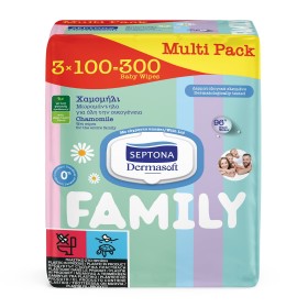 Septona Family Wet Wipes Chamomile Μωρομάντηλα με Εκχύλισμα Χαμομηλιού, 300 Τεμάχια (3x100 τεμάχια)