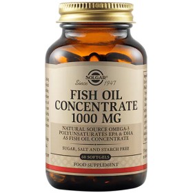 Solgar Fish Oil Concentrate 1000mg Συμπλήρωμα Διατροφής Με Ωμέγα 3 Λιπαρά Οξέα EPA - DHA, 60 Μαλακές Κάψουλες