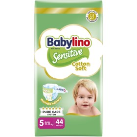 Babylino Sensitive Cotton Soft Bρεφική Πάνα No5 11-16 Kg Value Pack, 44 Τεμάχια