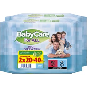 BabyCare For All Double Pack Μωρομάντηλα, 40τμχ (2x20)