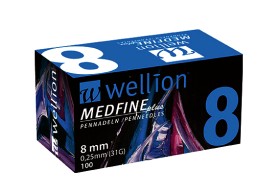 Wellion Medfine Plus Βελόνες Πένας Ινσουλίνης 8mm / 0.25mm, 100 τμχ