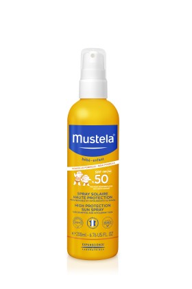 Mustela High Protection Sun Spray SPF50 Βρεφικό Παιδικό Αντηλιακό για Πρόσωπο - Σώμα, 200ml