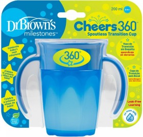 Dr. Browns Παιδικό Ποτηράκι Cheers 360 από Πλαστικό Μπλε 200ml για 6m+