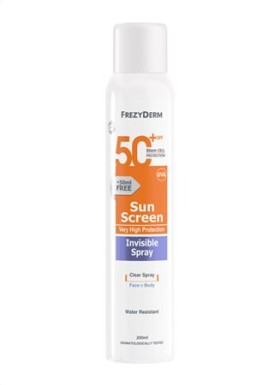Frezyderm Sunscreen Invisible Spray SPF50+ Αντηλιακό Σπρέι Σώματος Διάφανο, 200ml