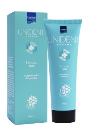 Intermed Unident Pharma Probio Care Οδοντόκρεμα Με Προβιοτικά και Βιταμίνη Β12, 75μλ