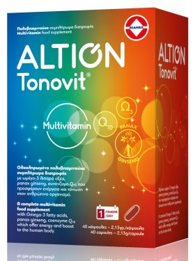Altion Tonovit Συμπλήρωμα Διατροφής Πολυβιταμίνη Με Ωμέγα 3, Q10 Και Ginseng, 40 Μαλακές Κάψουλες