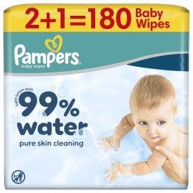 Pampers Aqua Μωρομάντηλα 99% Water, 180 τεμάχια