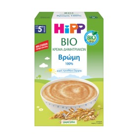 Hipp Bio Κρέμα Δημητριακών Με Βρώμη Χωρίς Γάλα Από Τον 5ο Μήνα, 200gr