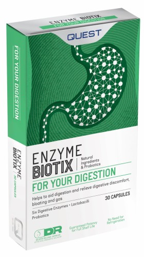 Quest Enzyme Biotix Συμπλήρωμα Διατροφής Για Την Δυσπεψία, 30 Κάψουλες