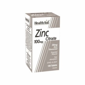 Health Aid Zinc Citrate 100mg Συμπλήρωμα Διατροφής με Ψευδάργυρο, 1...