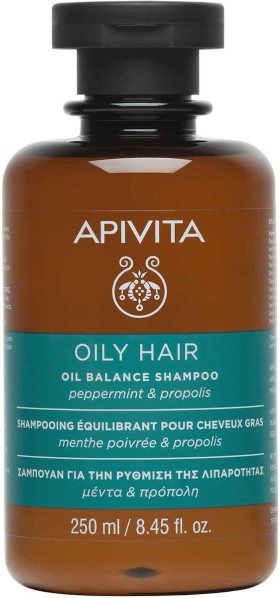 Apivita Holistic Hair Care Σαμπουάν για Ρύθμιση Λιπαρότητας με Μέντα & Πρόπολη, 250ml