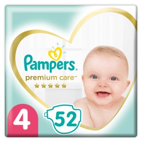 Pampers Premium Care Πάνες με Αυτοκόλλητο Μέγεθος 4 (9-14kg), 52 Τεμάχια