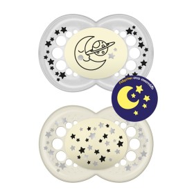Mam Original Night Πιπίλα με Θηλή Σιλικόνης 16 μηνών+ Λευκό, 2τμχ