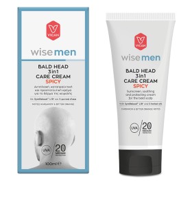 Vican Wise Men Bald Head 3in1 Care Cream Spicy Αντιηλιακή, Καταπραϋντική & Προστατευτική Κρέμα για το Δέρμα της Κεφαλής SPF20, 100ml