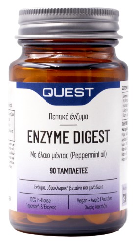 Quest Enzyme Digest with Peppermint Oil Πεπτικά Ένζυμα Με Έλαιο Μέντας, 90 Ταμπλέτες
