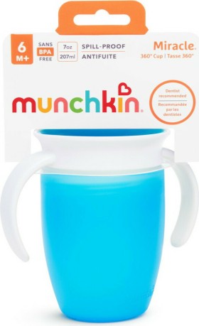 Munchkin Miracle 360° Παιδικό Πλαστικό Ποτηράκι Μπλε Χρώμα 6m+, 1τμχ