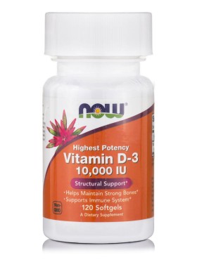 Now Foods Vitamin D3 10.000 IU Συμπλήρωμα Διατροφής D3, 120 Μαλακές...