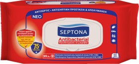 Septona Antibacterial Μαντηλάκια Χεριών Με Αιθυλική Αλκοόλη 75%, 60...
