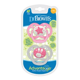 Dr Browns Advantage Πιπίλες Νυχτός 6-18m+ Σιλικόνης Κορίτσι 2 Τεμάχια [PA22003-INTL]