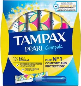 Tampax Compak Pearl Regular Ταμπόν, 16 Τεμάχια