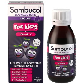 Olvos Sambucol Black Elderberry For Kids + Vitamin C Παιδικό Σιρόπι-Συμπλήρωμα για το Ανοσοποιητικό, 120ml