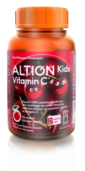 Altion Kids Vitamin C Παιδικό Συμπλήρωμα Διατροφής Με Φυσικό Αρωμα Κεράσι, 60 Ζελεδάκια