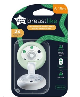 Tommee Tippee Breast-like Πιπίλα Σιλικόνης Προσομοίωση Θηλής 6-18m, 2 Τεμάχια