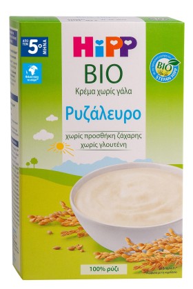 Hipp Bio Κρέμα Ρυζάλευρο Χωρίς Γάλα Μετά Τον 5ο Μήνα, 200gr