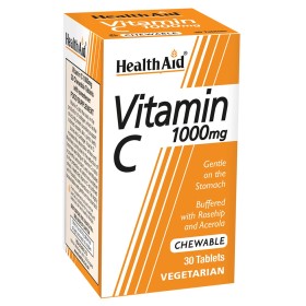 Health Aid Vitamin C 1000mg με Γεύση Πορτοκάλι, 30 Μασώμενες Ταμπλέτες