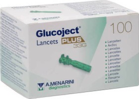Glucoject Lancets Plus 33g Σκαρφιστήρες για τη Μέτρηση Ζαχάρου, 100τμχ