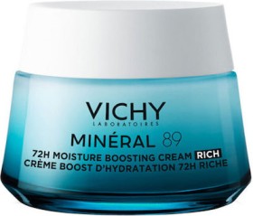 Vichy Mineral 89 72h Moisture Boosting Cream Rich Ενυδατική Κρέμα Προσώπου με Πλούσια Υφή, 50ml