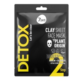 7DAYS Detox Lets Be Clear Clay Sheet Face Mask Kaolin & Seaweed Step 2, 12 g