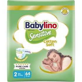 Babylino Sensitive Cotton Soft Βρεφικές Πάνες Mini Nο2 (3-6kg), 64τμχ