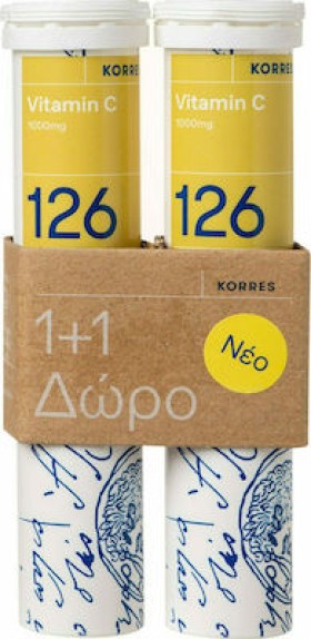 Korres Συμπλήρωμα Διατροφής Vitamin C 1000mg 1+1 Δώρο, 2x18 Αναβράζοντα Δισκία