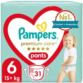 Pampers Premium Care Pants Μέγεθος 6 (15+ kg), 31 Πάνες Βρακάκι