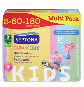 Septona Promo Calm N Care Kids Panthenol Μωρομάντηλα με Πανθενόλη για Παιδιά, 3x60 Τεμάχια