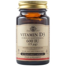 Solgar Vitamin D3 600IU Συμπλήρωμα Διατροφής Βιταμίνης D, 60 Φυτικέ...