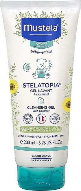Mustela Stelatopia Cleansing Gel Βρεφικό Αφροντούς για Πρόσωπο - Σώ...