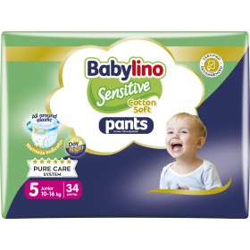 Babylino Sensitive Pants Cotton Soft Unisex No5 Junior 10-16kg Πάνε...