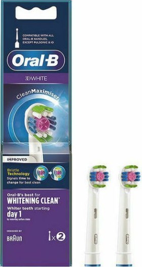 Oral-B 3D White CleanMaximiser Ανταλλακτικές Κεφαλές για Ηλεκτρική Οδοντόβουρτσα, 2 Τεμάχια