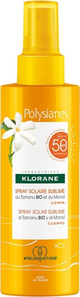 Klorane Αντηλιακό Σπρέι Σώματος SPF 50 με Βιολογικό Tamanu & Monoi 200ml