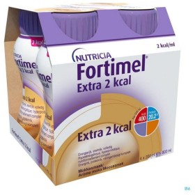 Fortimel Extra 2 Kcal Πόσιμο Θρεπτικό Συμπλήρωμα Υψηλής Ενέργειας Με Γεύση Μόκα, 4x200ml