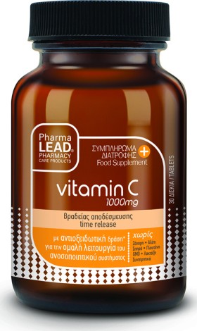 PharmaLead Vitamin C 1000mg Συμπλήρωμα Διατροφής Για Το Ανοσοποιητικό Με Αντιοξειδωτική Δράση, 30 Ταμπλέτες