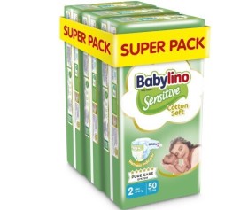 Babylino Super Pack Sensitive Cotton Soft Nο.2 (3-6kg) Βρεφικές Πάνες,  3x50τμχ