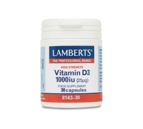 Lamberts Vitamin D3 1000iu Για Την Υγεία Οστών, Δοντιών και του Ανοσοποιητικού, 30 Κάψουλες
