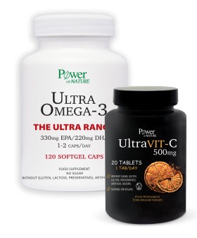 Power Ultra Omega 3 120 Ταμπλέτες + Ultravit -C 500mg 20 Ταμπλέτες