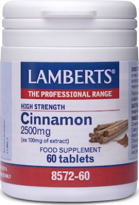 Lamberts Cinnamon 2500mg Συμπλήρωμα Διατροφής με Εκχύλισμα Κανέλας, 60 Ταμπλέτες