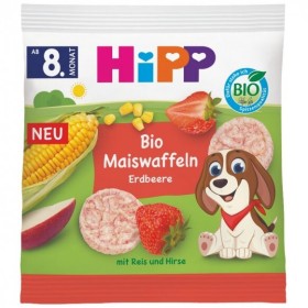 HiPP Organic Corn Waffles Strawberry Παιδικό Γκοφρετάκι Καλαμποκιού...
