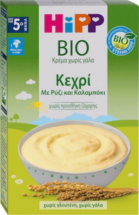 Hipp Bio Υποαλλεργική Κρέμα Χωρίς Γάλα Κεχρί με Ρύζι & Καλαμπόκι, 200gr